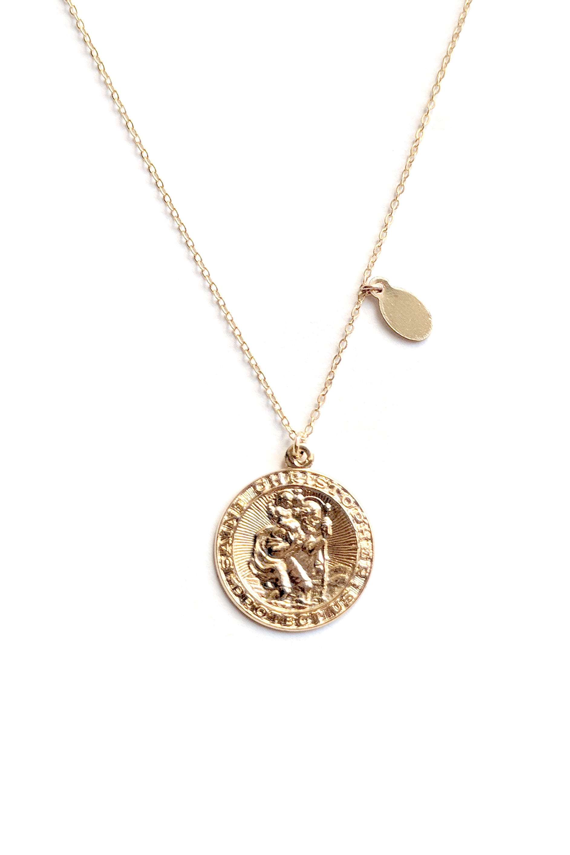 Gold Filled Medallion Necklace With St 