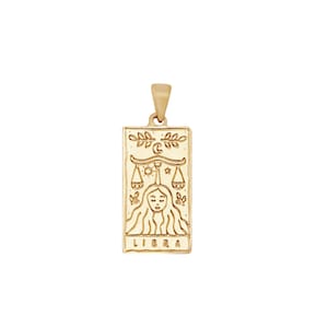 Waage Sternzeichen Anhänger / Tarot-inspirierter Anhänger in Gold Filled / Sternzeichen Anhänger / Astrologie Sternzeichen Anhänger / Sternzeichen Schmuck