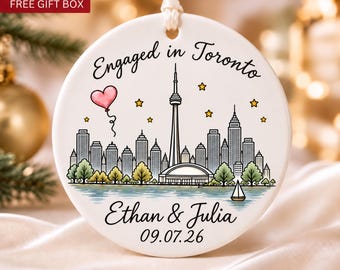 Personalized Engaged Christmas Ornament- Any Location, Name & Date, Future Daughter in Law Gift,  Engagement Keepsake for Daughter