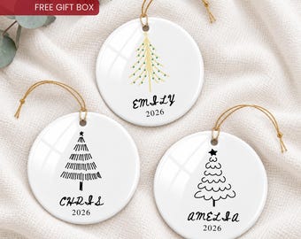 Personalized Christmas Tree Ornaments, Custom Name and Year Ornament, Family Ornamant Personalized, Aunt Gift, Personalized Ornament