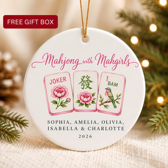 Mahjong Ornament, Mahjong with Mahgirls Ceramic Keepsake, Mah Jongg Club Christmas Gift,  Mahjong Ornament 2026, Gift for Mahjong Players