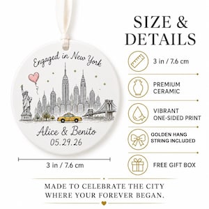 Personalized Engagement Ornament,  Couple Ornament, Custom Proposal Keepsake, First Christmas Engaged, Paris Ornament, Engagement Gift. Product image 6 of 9.