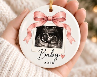Adorno de ecografía, adorno navideño de ecografía, regalo para anunciar el embarazo, adorno para revelar el sexo del bebé, adorno para futuros padres.