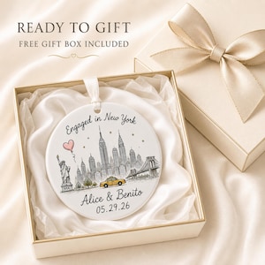 Personalized Engagement Ornament,  Couple Ornament, Custom Proposal Keepsake, First Christmas Engaged, Paris Ornament, Engagement Gift. Product image 5 of 9.