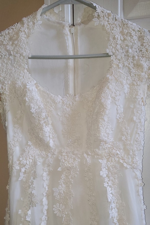 1960s Cream Lace Vintage Boho Beach Wedding Dress