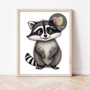 Raccoon Nursery Print | Baby Raccoon Nursery Art | Digital Print | Animal Print | Cute Raccoon Wall Art | Animal Poster | Nursery Print
