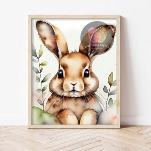 Hase Kinderzimmer Wandbild, Aquarell Hase, Hase Druck, Hase Wand dekor, Hase Kinderzimmer Dekor, Kinderzimmer Wandkunst, Tier Aquarell Druck