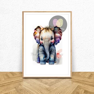Cute Baby Elephant Wall Print, Nursery Decor, Baby Room Wall Art, Watercolor Wall Print, Safari Animal Print, Instant Download, Nursery Art