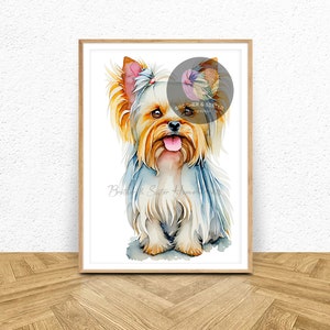 Impression d&#39;art mural Yorkshire Terrier, impression d&#39;art aquarelle, impression chien aquarelle, impression Yorkshire Terrier, impression chien mignon, impression murale animal
