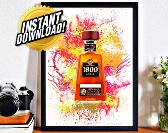 1800 Tequila Bottle Design, Tequila Print Mexico, Digital Wall Art, Bar Print, Restaurant Print, Tequila Art, PNG File A1, INSTANT DOWNLOAD