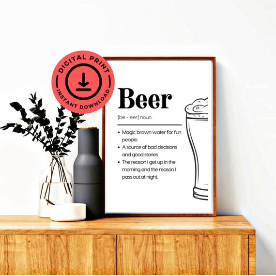 INSTANT DOWNLOAD Beer Noun Wall Sign Digital Print Etsy