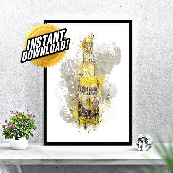 Corona Extra Bottle Art, Wall Home Decor, Cerveza, Beer Print, Printable, Design, Mexico, Digital Wall Art, PNG File A1, INSTANT DOWNLOAD