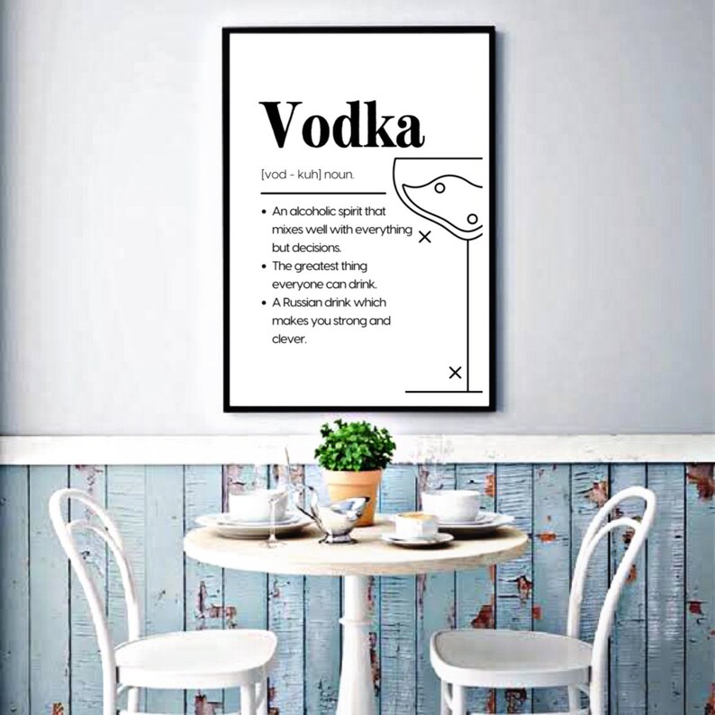 INSTANT DOWNLOAD Vodka Noun Wall Sign, Quote Message, Digital Print