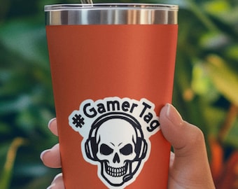 Personalized Gamer Tag Sticker – Custom Name & Number – Waterproof 3" Decal for Bottles or Laptops