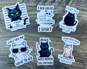 Funny Grumpy Cat Sticker Pack – Waterproof Vinyl Decals (3 inch)
