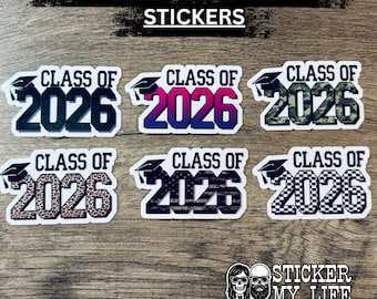 Class of 2026 Graduation Stickers | Camo, Checkered, Leopard, Flag, Gradient Vinyl Decals
