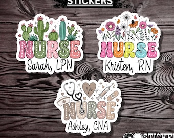 Personalized Nurse Sticker | Custom Name RN LPN CNA | Cute Nurse Decal | Waterproof Vinyl Sticker | Nurse Gift | Medical Sticker