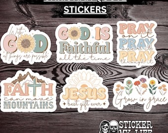 Christian Stickers | Faith | Bible Quote | Jesus | Waterproof Vinyl Stickers | Christian Gifts | Faith Based Decals - Buy 1 or all 6