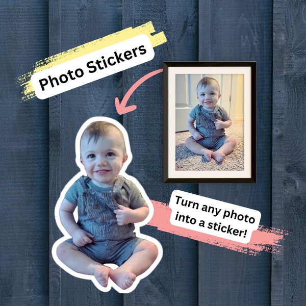 CUSTOM PHOTO STICKERS - Personalized Stickers, Water Bottle Sticker, Pet Sticker, Laptop Sticker, Memorial Sticker, Business Sticker, Logos