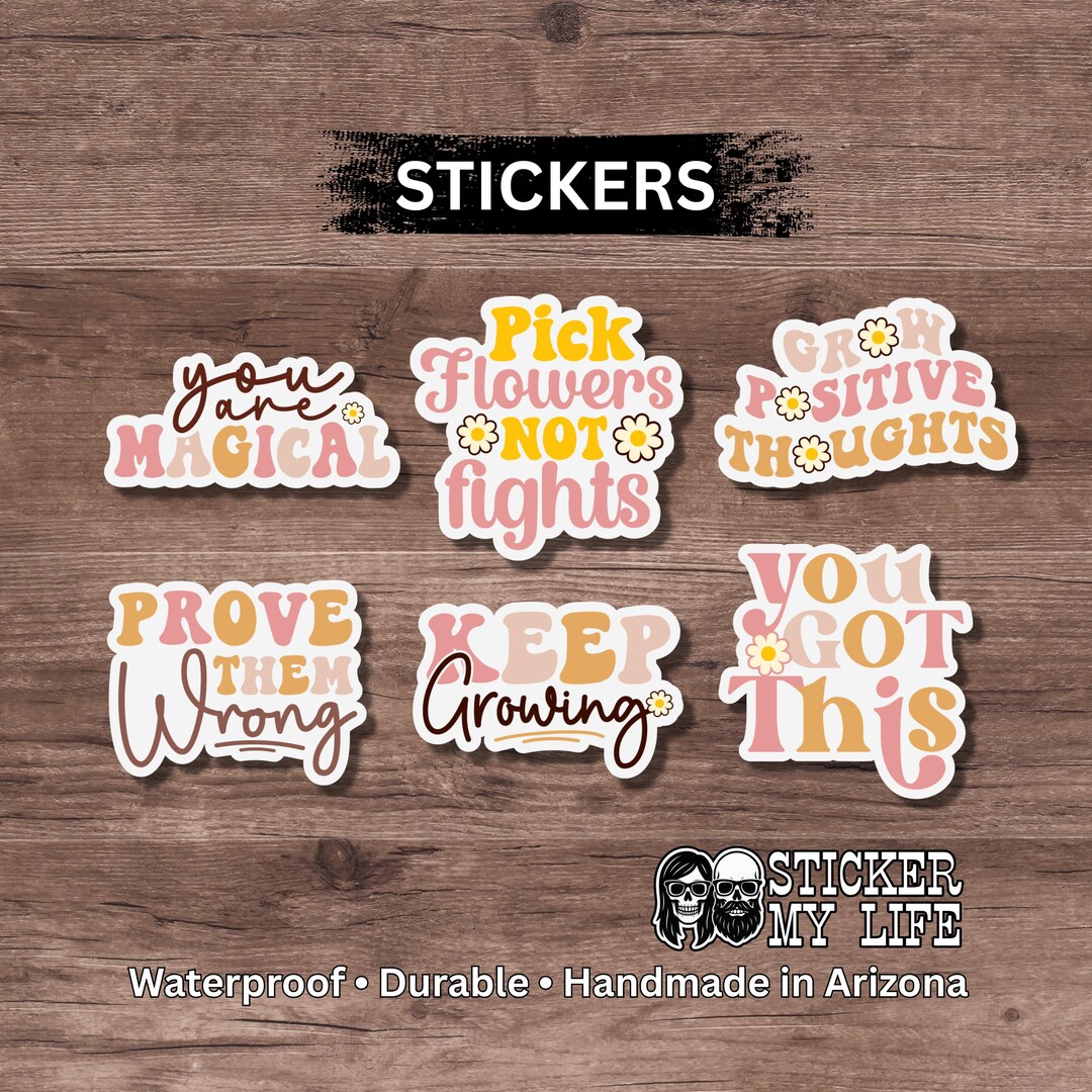 Positive Affirmation Sticker Pack | Cute Motivational Vinyl Stickers ...
