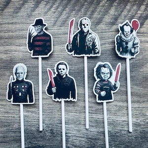 Horror Movie Characters Cupcake Toppers for Halloween, Birthday, or Horror Fans - 2 inch
