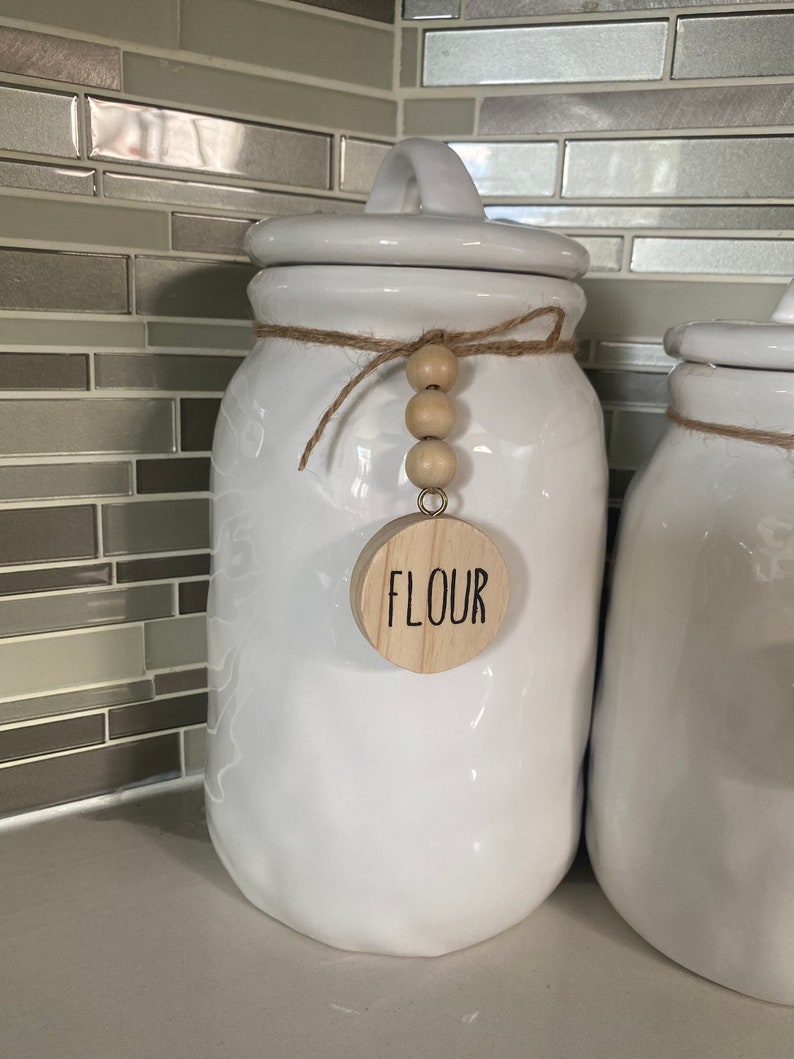 White Beaded Canistersfarmhouse Style Canisterflour Sugar Etsy