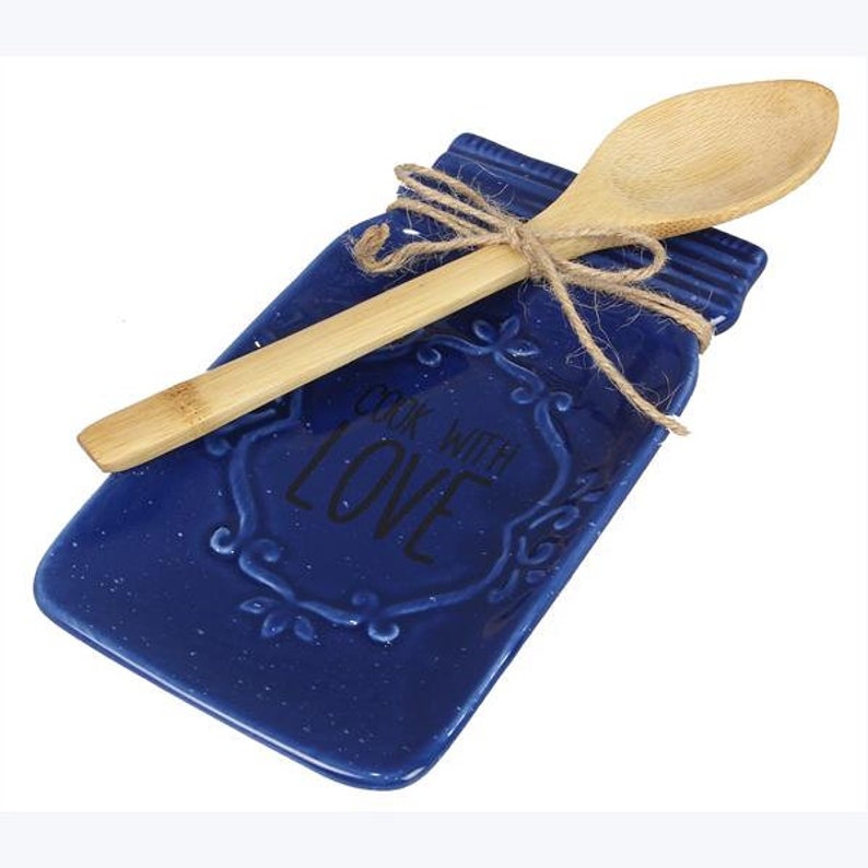 Ceramic Spoon Rest With Spoonlight Blue or Beige or Blue Etsy