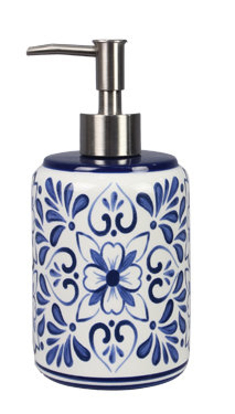 Ceramic Blue and White Talavera Soap Dispenserwood Framed Etsy