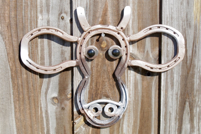 Horseshoe Cow Garden Decor Yard Art Etsy