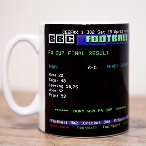 Personalised Retro Ceefax Mug Teletext Sports Coffee / Football Match Result Tea Mug