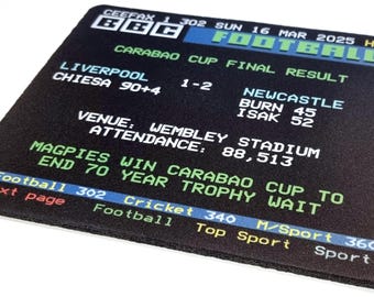 Newcastle v Liverpool Ceefax Mouse Pad: Carabao Cup Final, Wembley