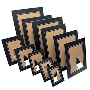 Black Cardboard Photo Mount with Silver Border – Strut Stand, Various Sizes