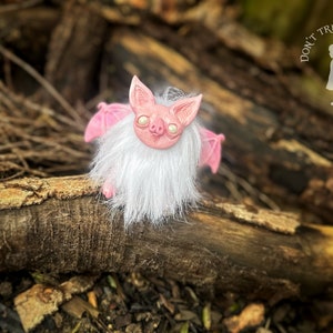 Pinky Bat Baby | little bat art doll - cute art, handmade doll, handmade bat, cute bat plush, adorable bat - Don’t Trust Dolls DTD0846