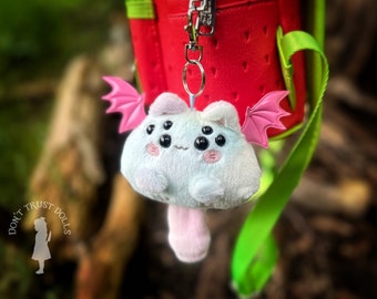 Bat Kitty rainbow - little multi-eyed bat winged horror kitten keyring - creepy, weird, horror keyring - DTD-0864