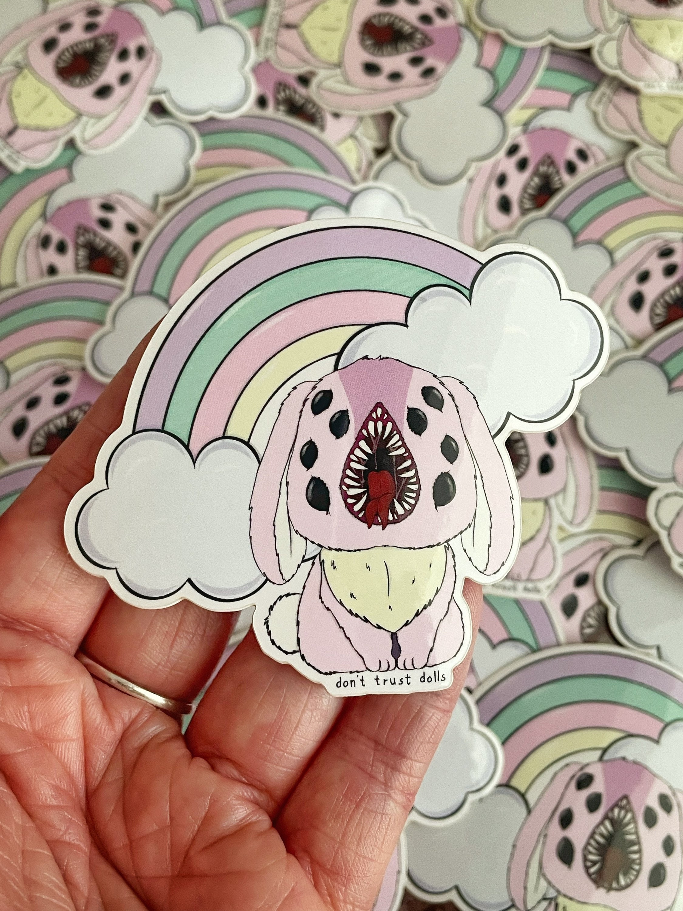 Rainbow Monster Bunny Rabbit Vinyl Decal Sticker - Laptop Stickers ...