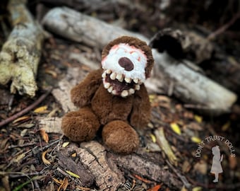 Zombie Bubbles • Horror Monkey Plush • Creepy Cute Art Doll • Macabre Teddy • Zombie Toy Collectible by Don’t Trust Dolls DTD-0907