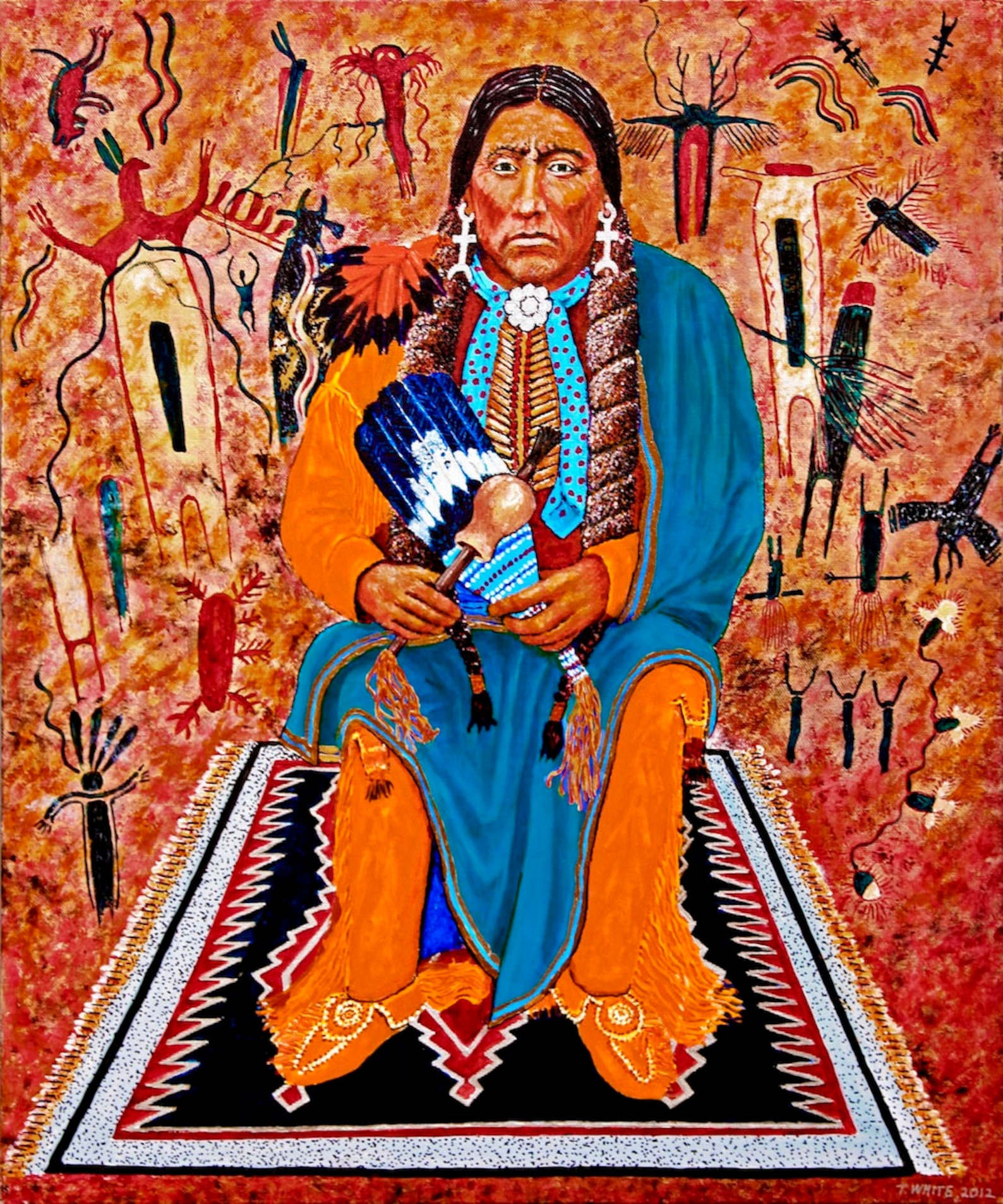 Peyote Art, Quanah Parker, Small Print of a Painting by Timothy White