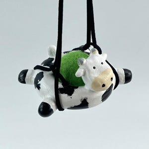 Cow pool float hanging car air freshener Essential oil car clay diffuser with wool ball Cute car accessories interior Farm animal gifts