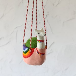 Llama hanging car air freshener Essential oil car clay diffuser with wool ball Llama car accessories Llama gifts for women image 4