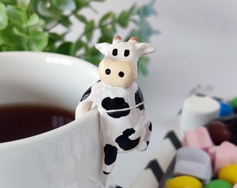 Cow tea bag holder Tea party decorations Polymer clay cup decor Tea lover gift Cow decor for kitchen