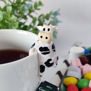 Cow tea bag holder Tea party decorations Polymer clay cup decor Tea lover gift Cow decor for kitchen
