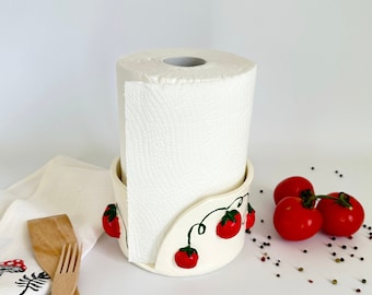 Tomato paper towel holder Handmade vegetable roll holder Farmcore kitchen decor Tomatos lover gift Tomato girl Foodie gardener gift