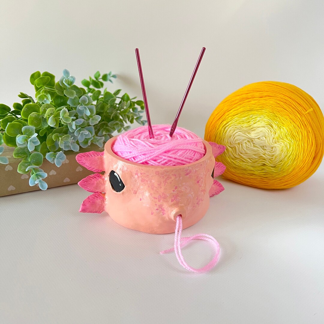 Small Axolotl Crochet Yarn Bowl Handmade Clay Knitting Bowl for Yarn