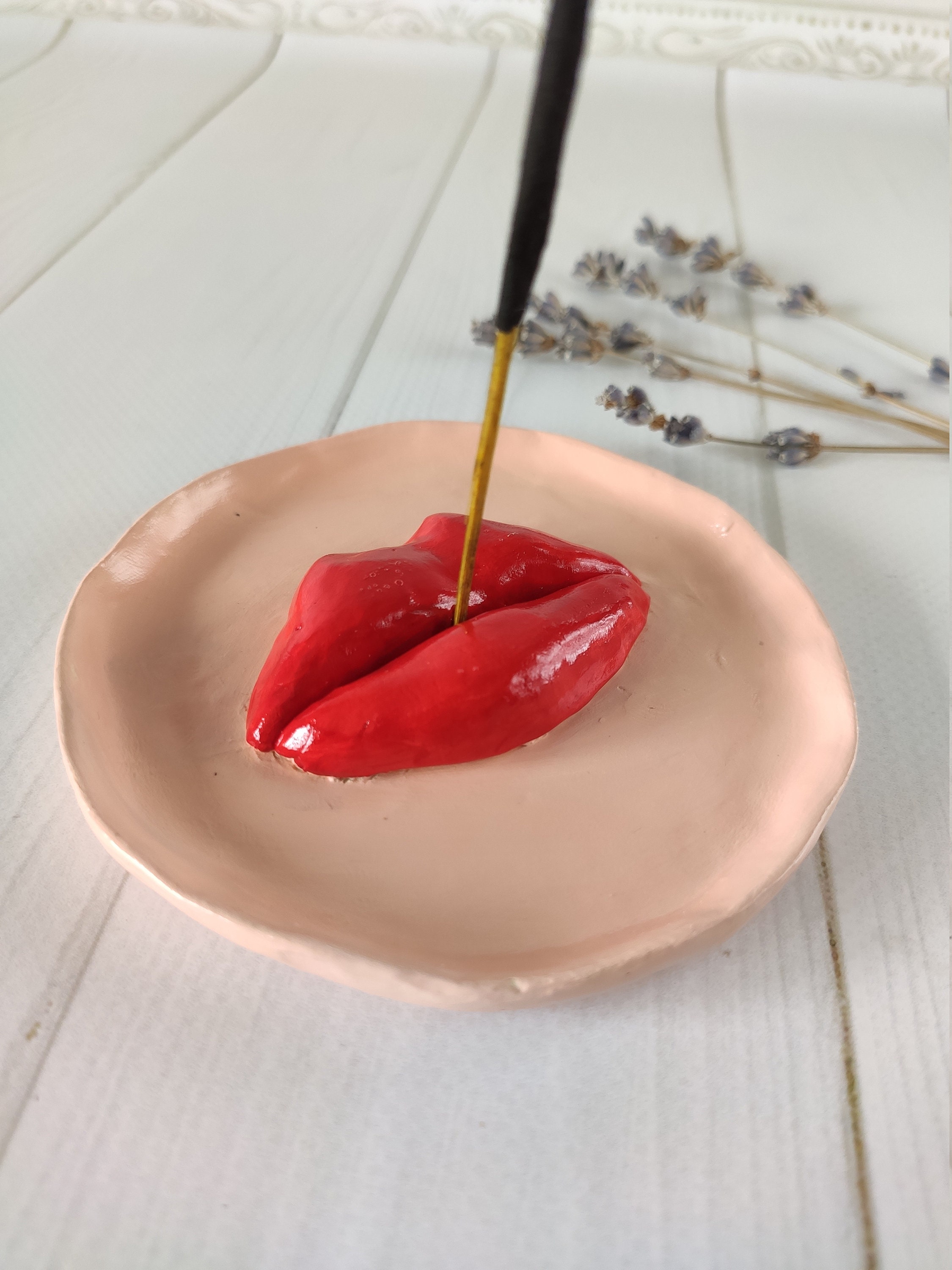 Red woman lips incense holder Woman body decor Funny valentine Etsy