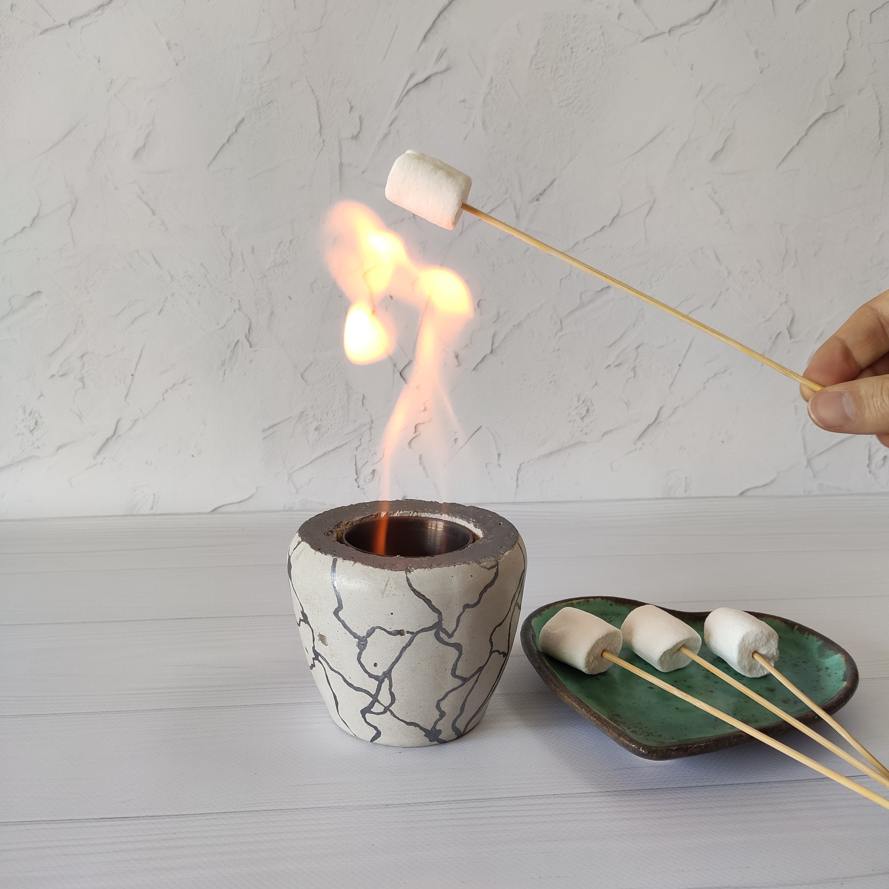 Cement fire pit Tabletop fireplace Mini concrete fire pit Etsy