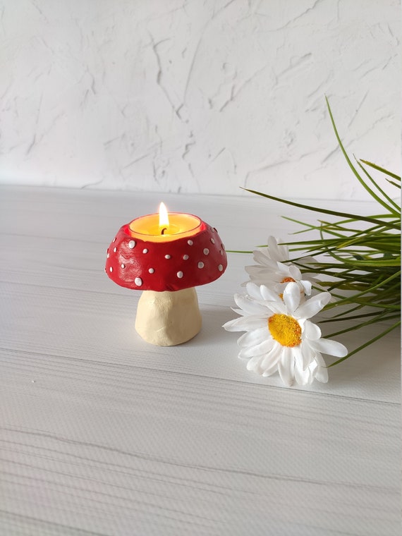 Amanita Muscaria Mushroom Tea Light Candle Holder Altar Candle Etsy