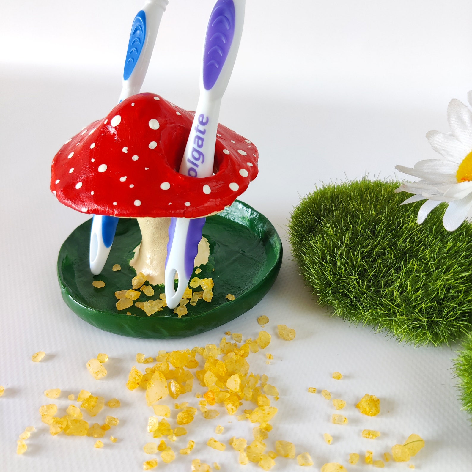 Amanita Mushroom Toothbrush Holder Woodland Bathroom Decor Eclectic Home Decor Etsy