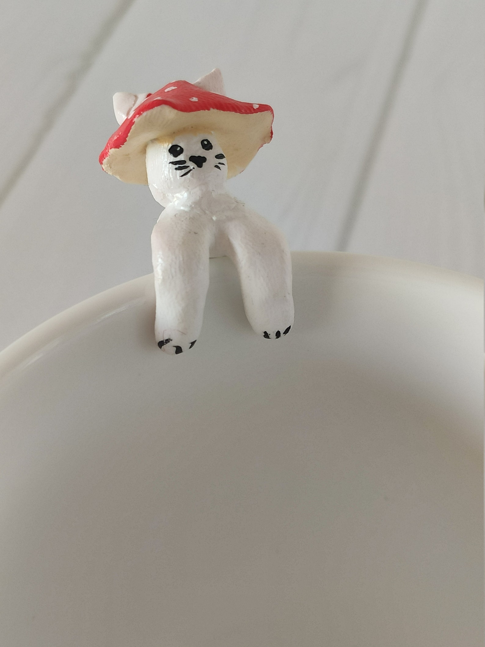 Amanita mushroom cat tea bag holder Polymer clay cup decor Cat Etsy