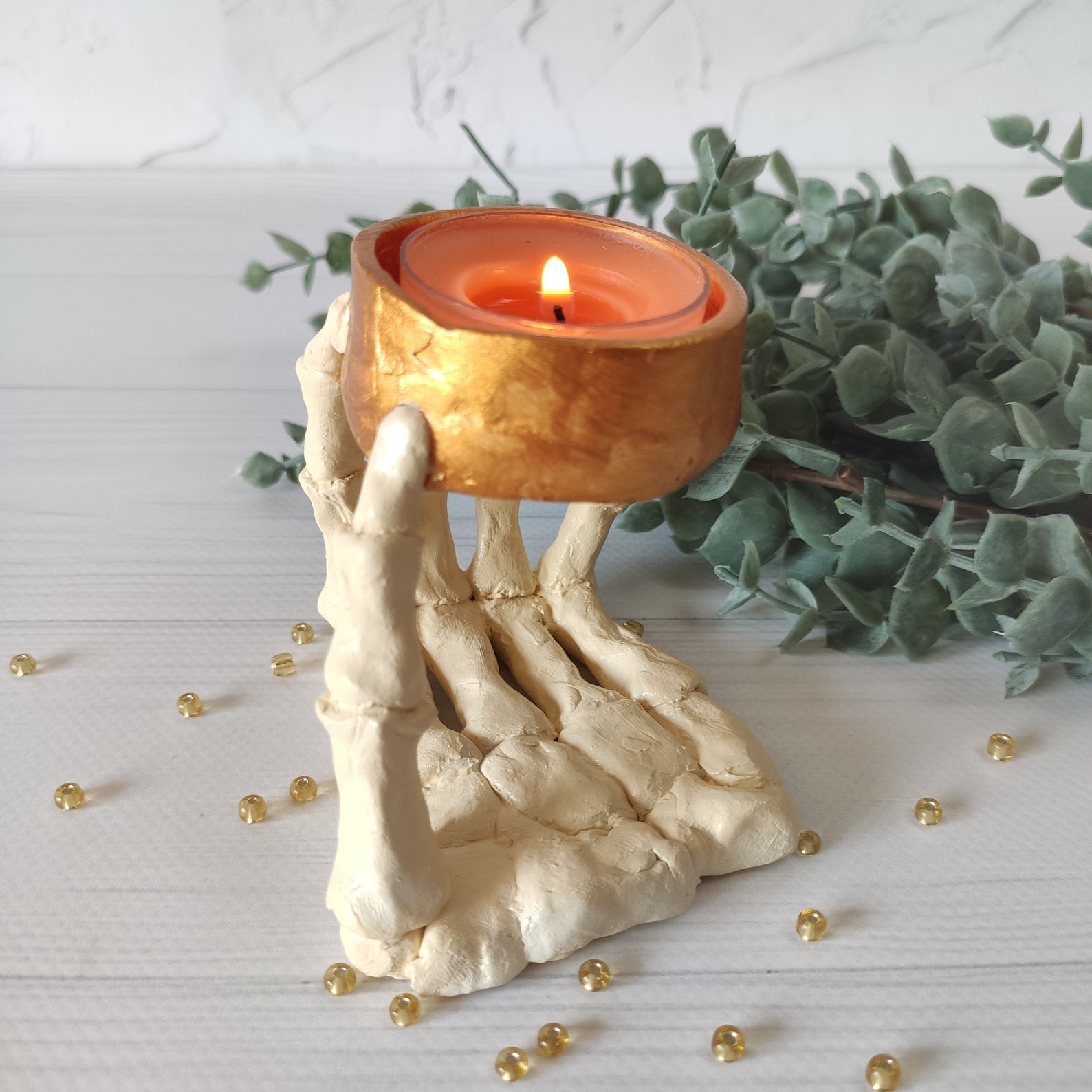 Skeleton Hand Candle Holder
 Skeleton hand tea light candle holder Gothic altar accessories