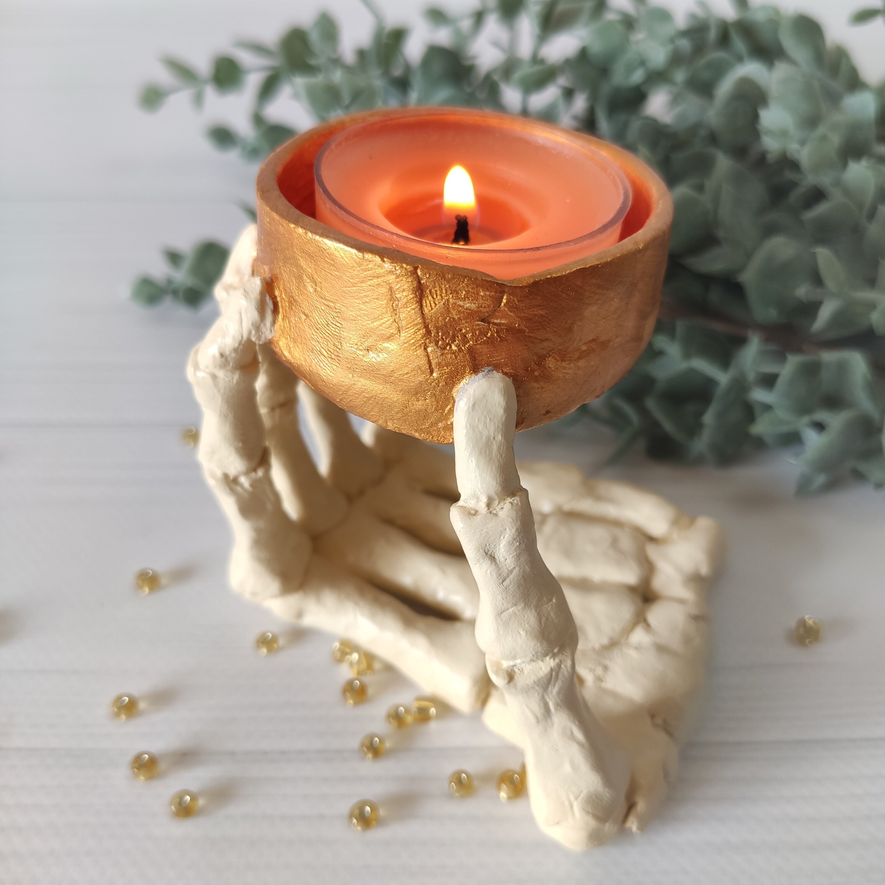 Skeleton hand tea light candle holder Gothic altar accessories Etsy